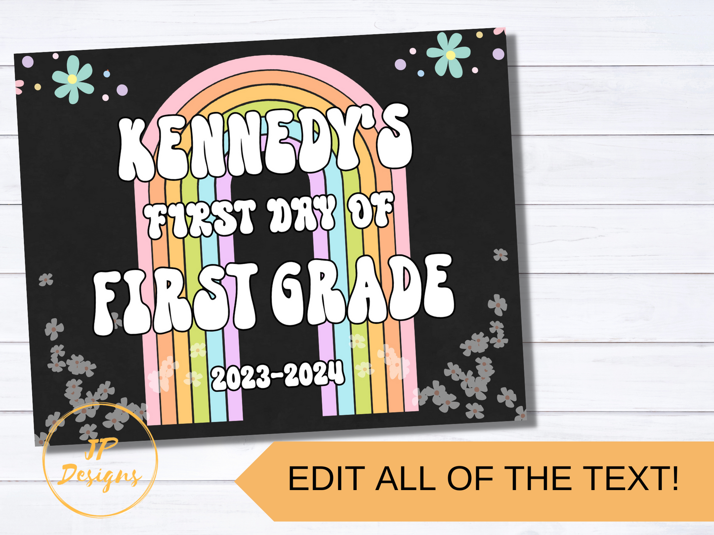 Retro Groovy Printable First Day of School Sign for Girls