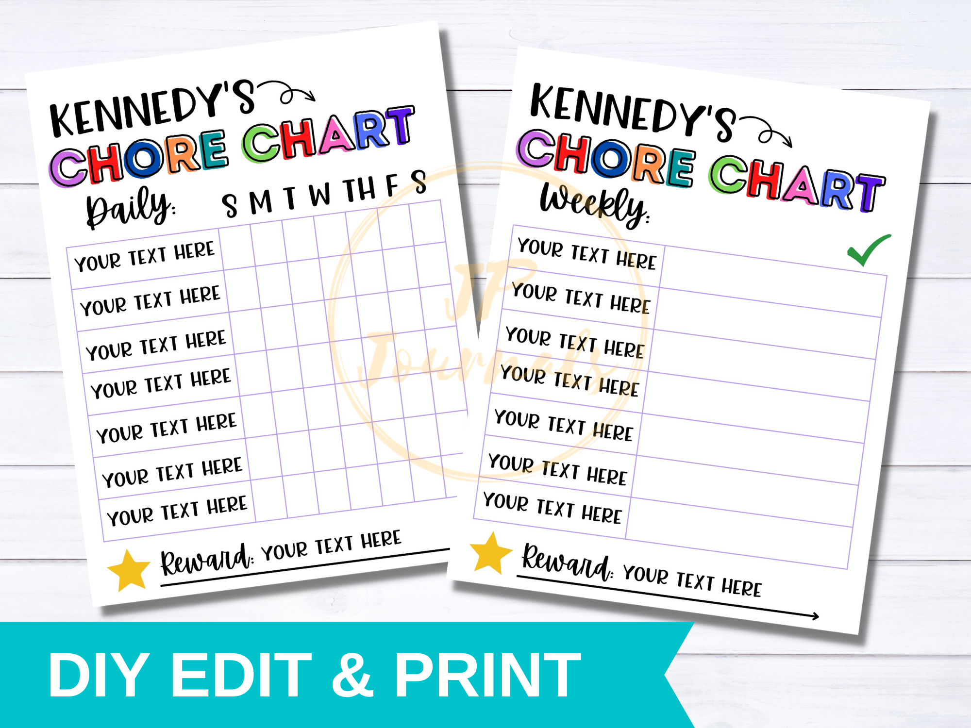 Kids Chore Chart - Pink 'My Chore Chart' Weekly Page - Printable