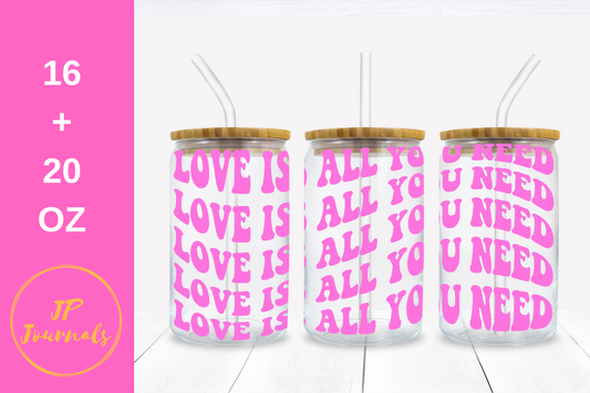 Retro Valentines Day Glass Can Wrap Template