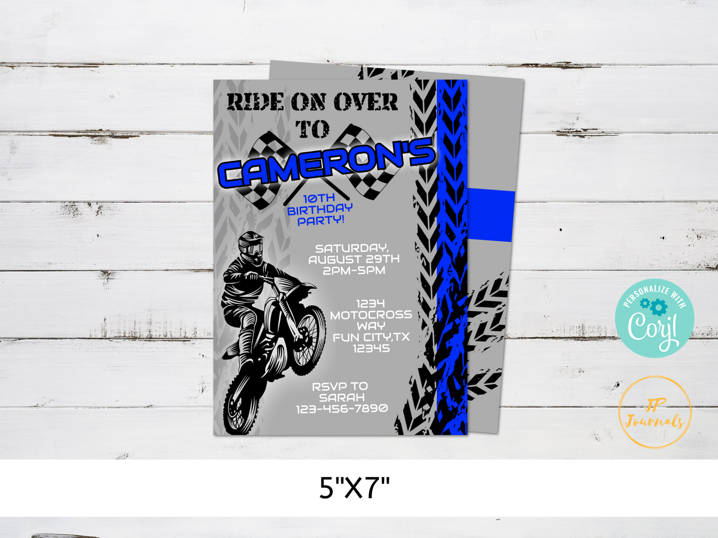 Motocross Dirt Bike Birthday Party Invitation for Boys - DIY Edit Printable Invite - Download and Print!