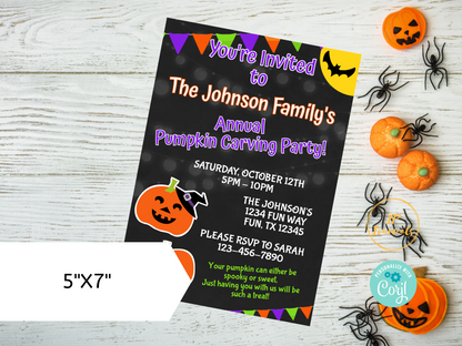 Pumpkin Carving Party Invitation - Printable Template