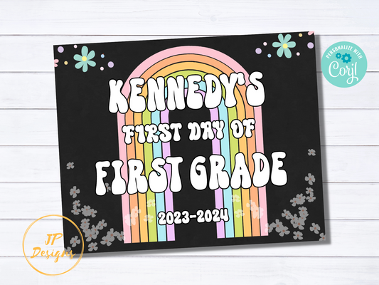 Retro Groovy Printable First Day of School Sign for Girls