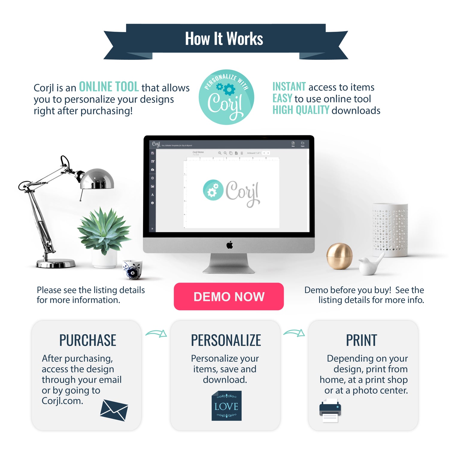 How to edit, save and download your digital template with Corjl.