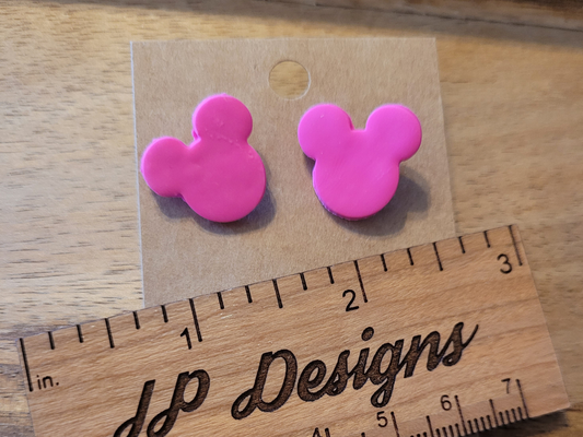 Mouse Hot Pink Clay Earrings