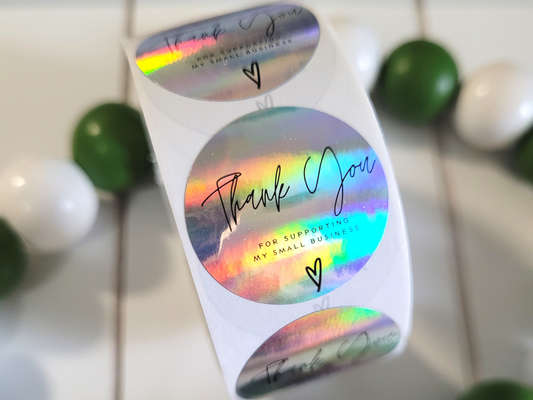 Holographic Thank You for Supporting My Small Business Wholesale Packaging Sticker Roll