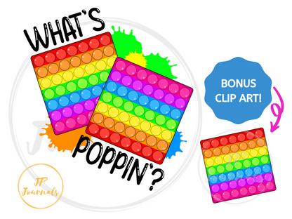 What's Poppin' Pop It Fidget Toy Clip Art Sublimation Design for Boys and Girls PNG Instant Download Digital File