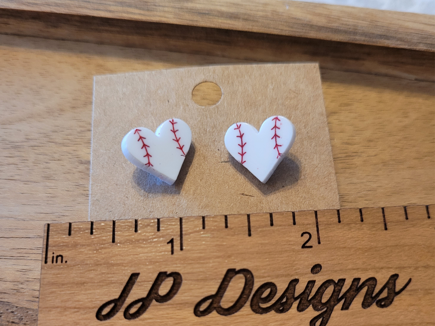 Baseball Heart Clay Earrings