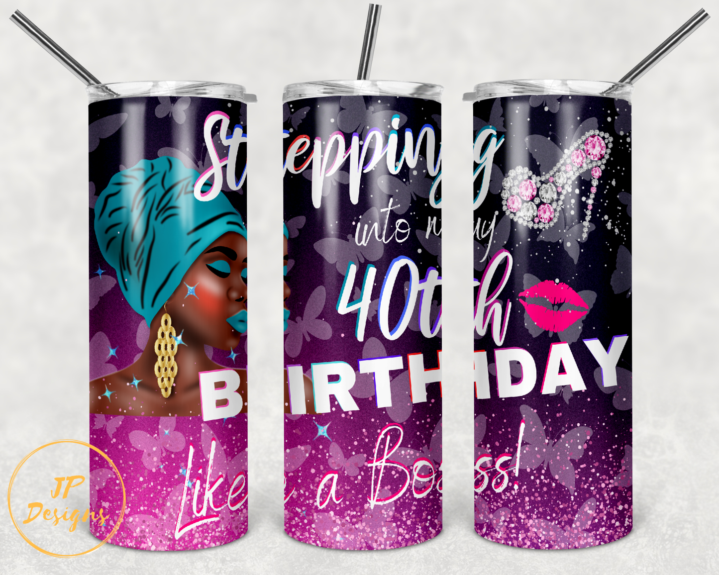 Stepping Into My 40th Birthday Like a Boss African American 20oz Tumbler