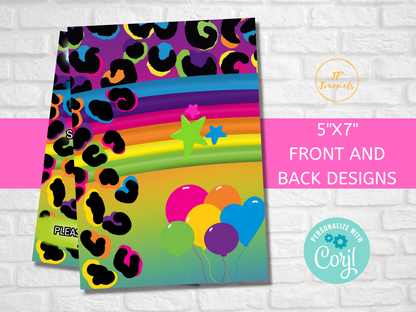 Lisa Neon Rainbow Cheetah Zebra Print Birthday Invite for Girls