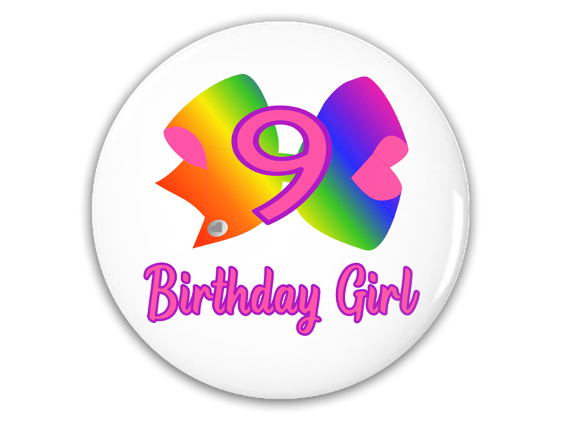 Cute Rainbow Bow Bow-Tastic Birthday Party Birthday Girl Pin Button - Birthday Outfit Accessory Gift - Ages 3 4 5 6 7 8 9 10