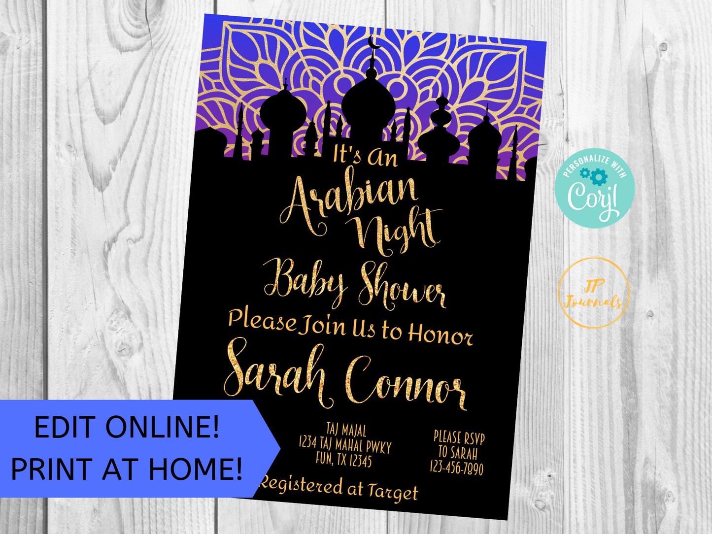 Arabian Night Baby Shower Invitation Printable