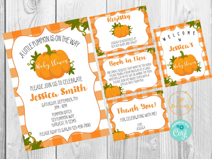 Cute Little Pumpkin Baby Shower Printable Invitation