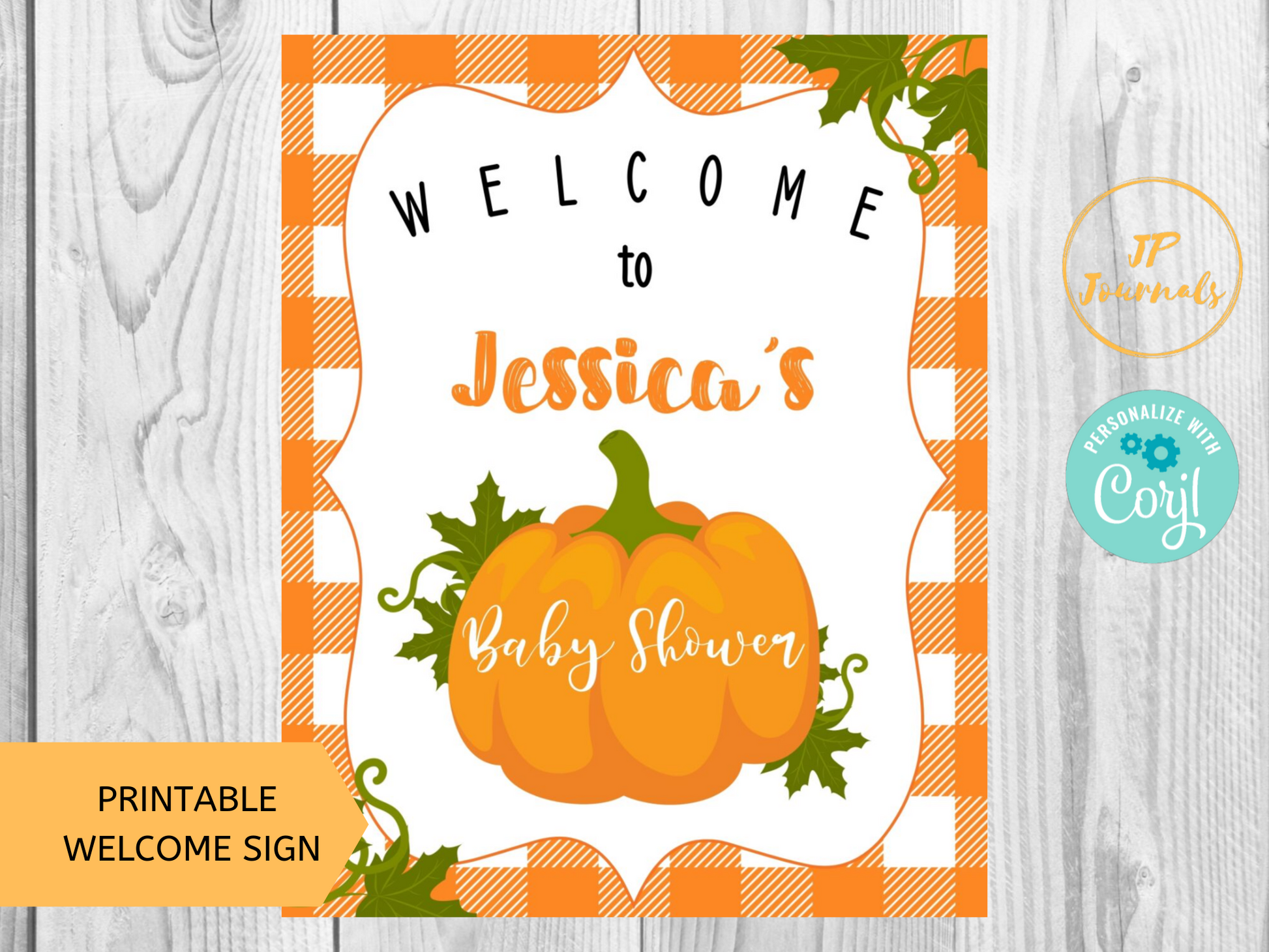 Cute Little Pumpkin Baby Shower Printable Welcome Sign