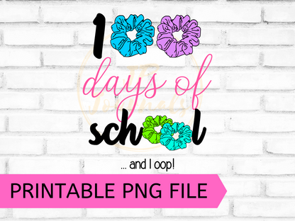 VSCO Girl 100 Days of School Clip Art Sublimation Design