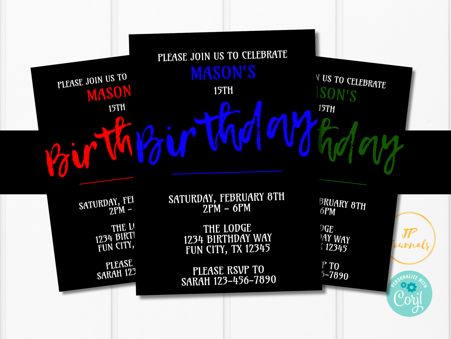 Teen Boy Birthday Party Invitation Template - Masculine Man Tween Invite 