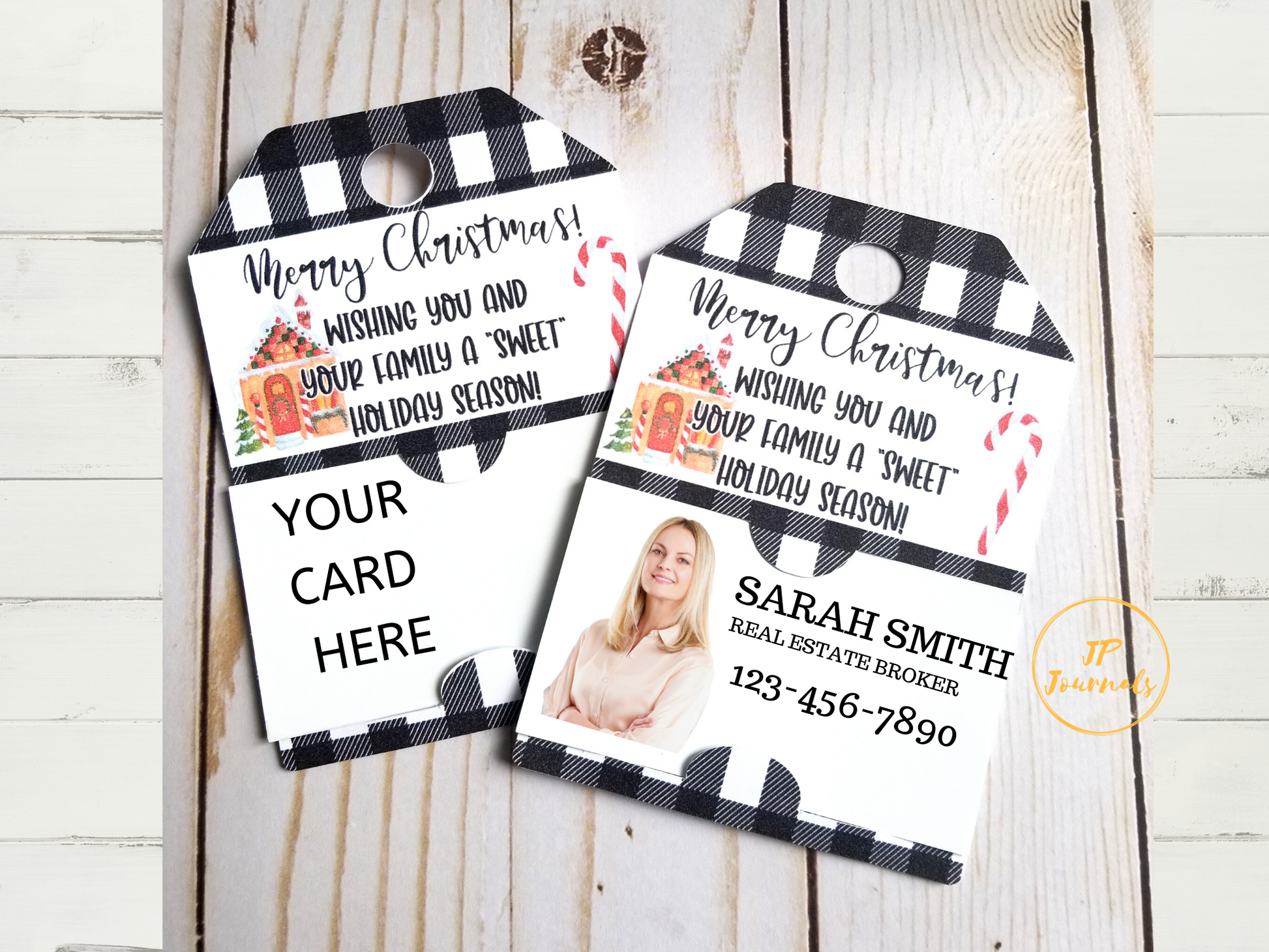 Business Marketing Hang Tags, Business Card Holder Christmas Tags for Marketing and Client Gifts, Real Estate Agent Broker Sales