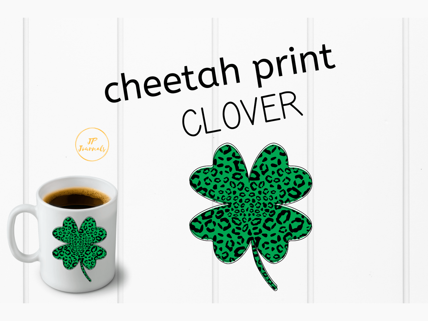 Cheetah Print Four Leaf Clover Clip Art Sublimation PNG File