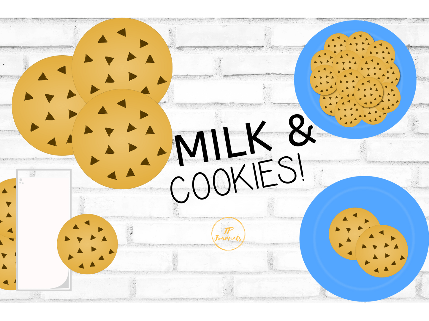 Milk and Chocolate Chip Cookies Clip Art