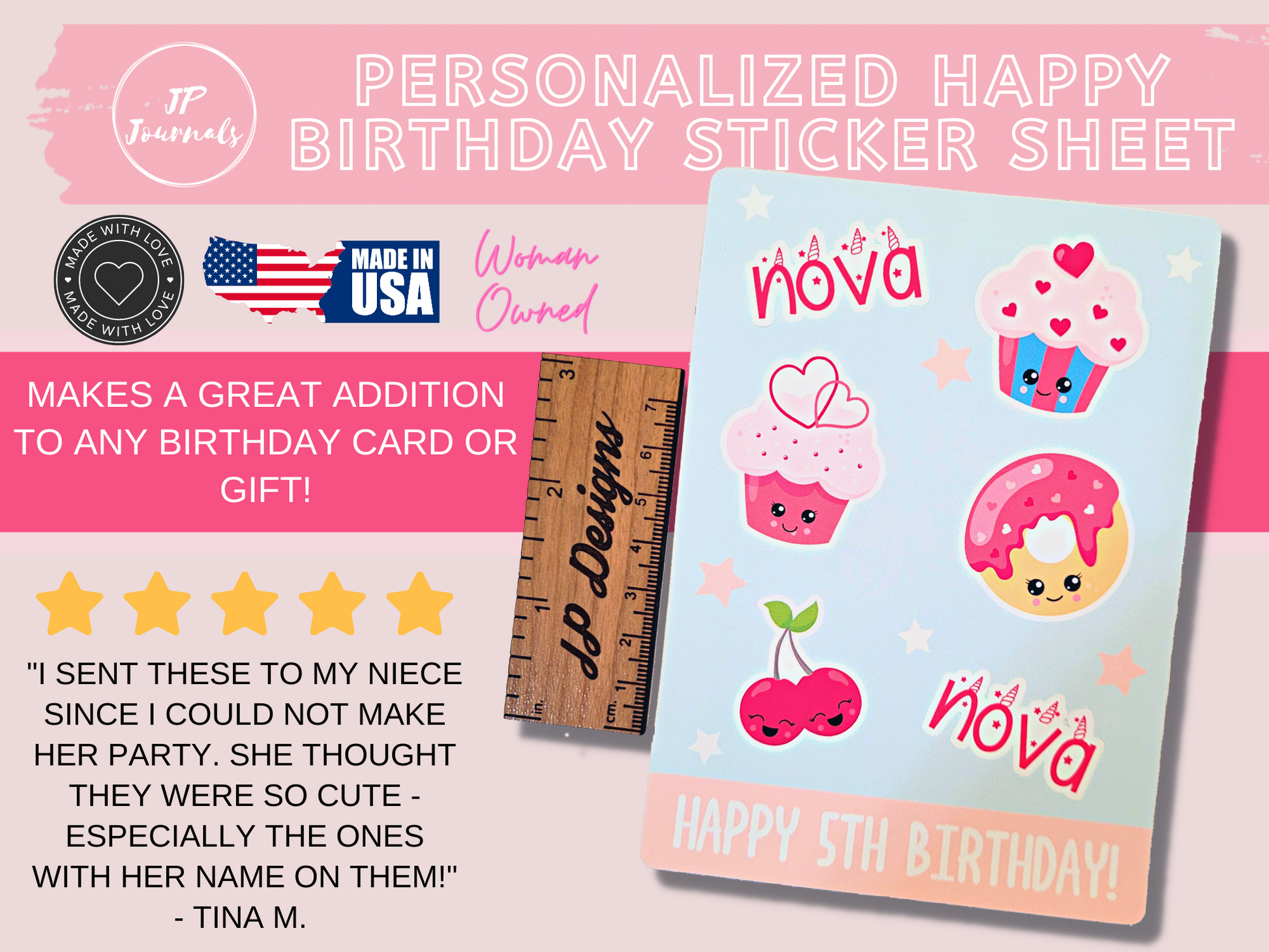 Personalized Sticker Sheet Birthday Gift for Girls