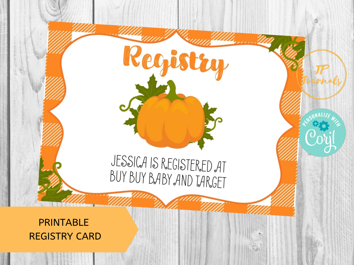 Cute Little Pumpkin Baby Shower Printable Registry Card