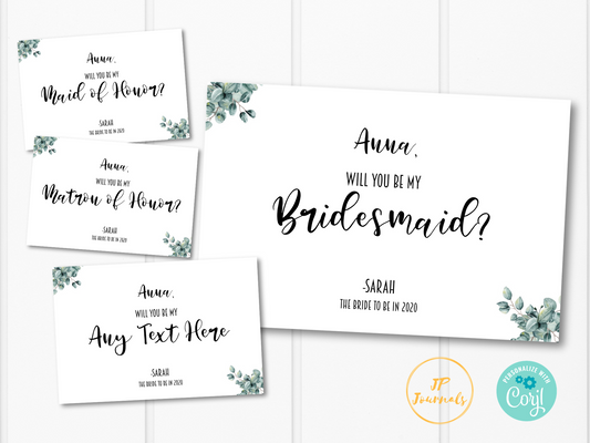 Printable Bridesmaid Proposal Card - Minimalist Greenery Design