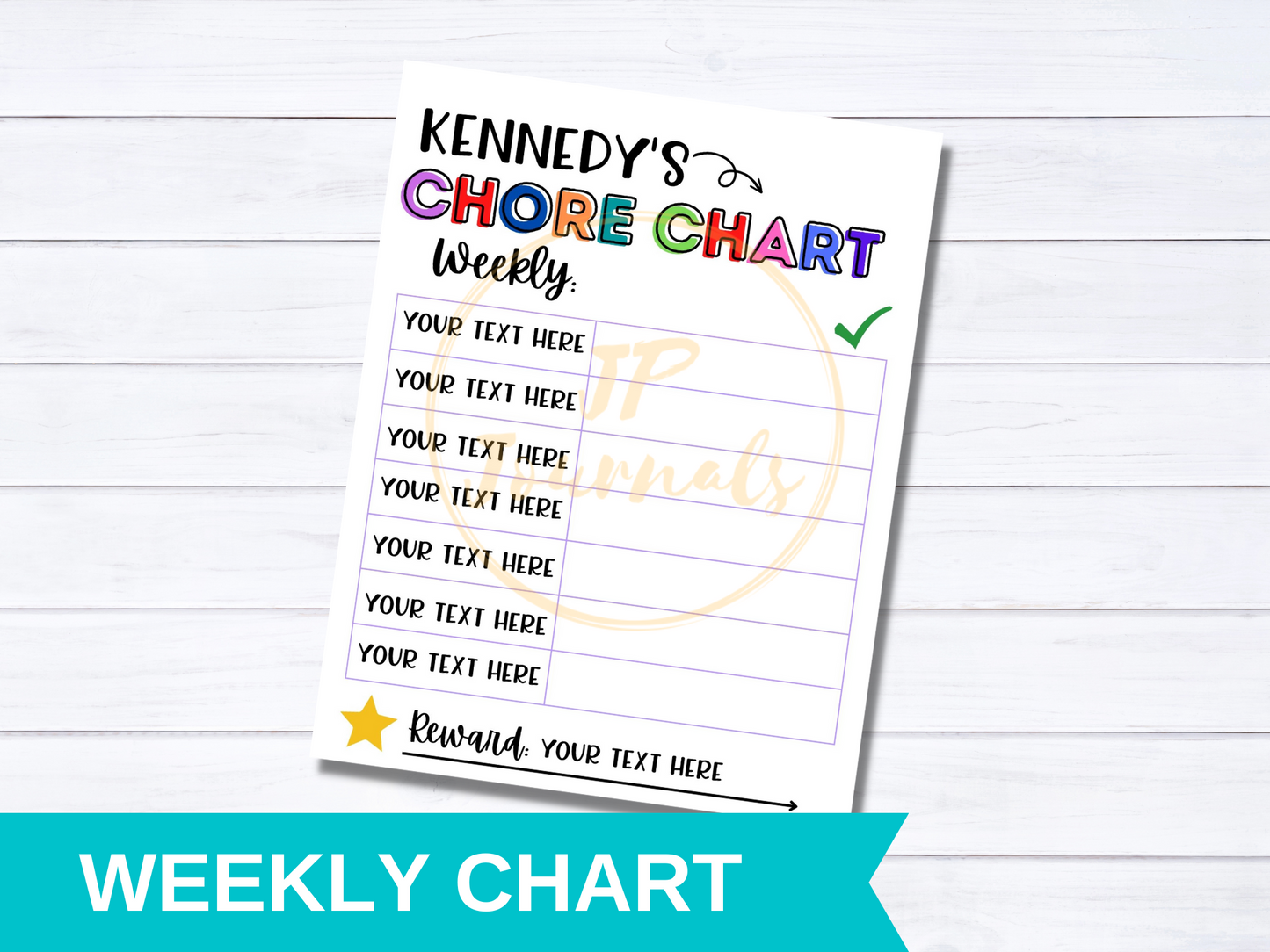 Chore Chart Template, Editable and Printable Daily and Weekly Chore Chart with Reward