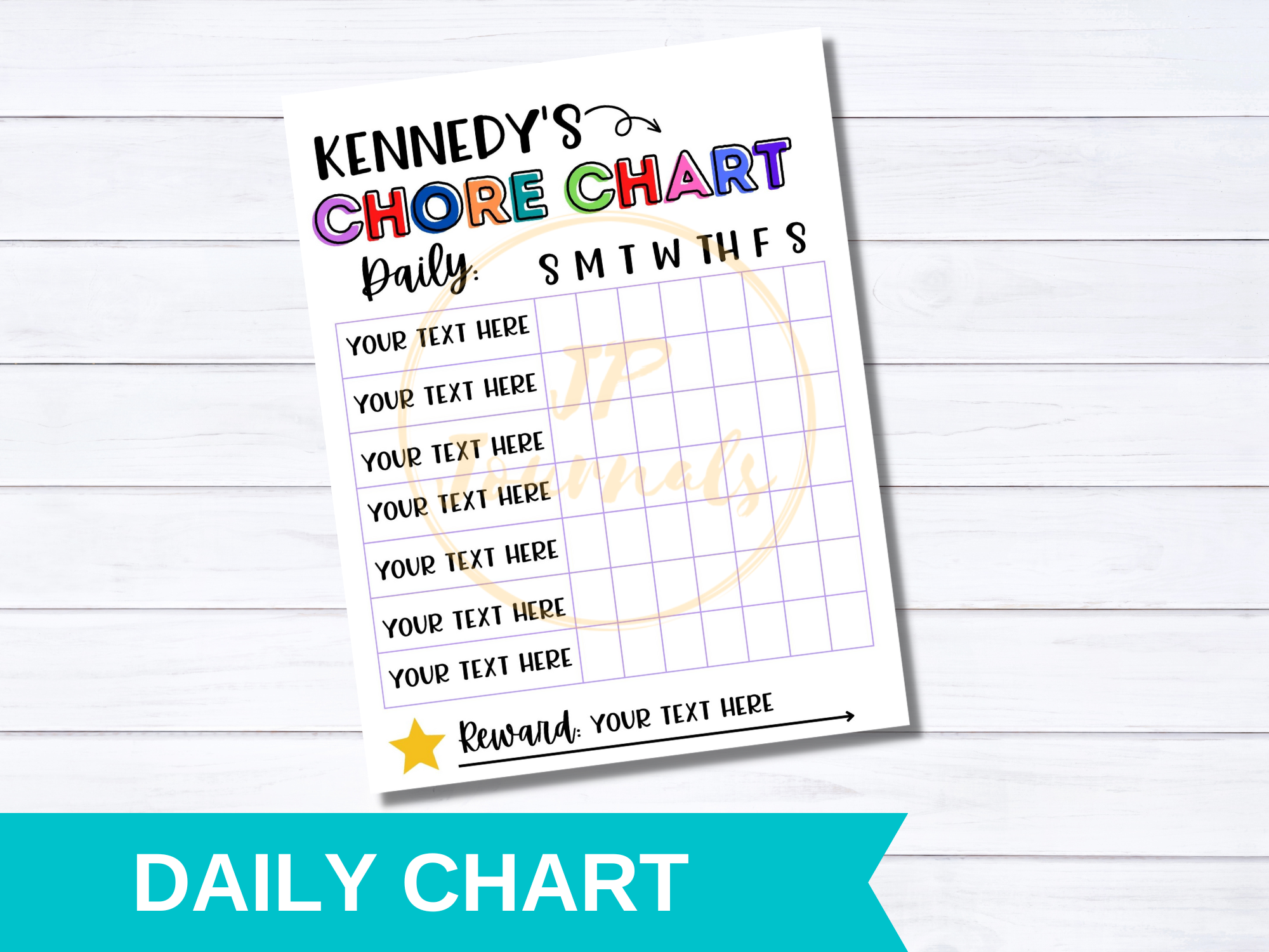 Chore Chart Template, Editable and Printable Daily and Weekly Chore Ch ...