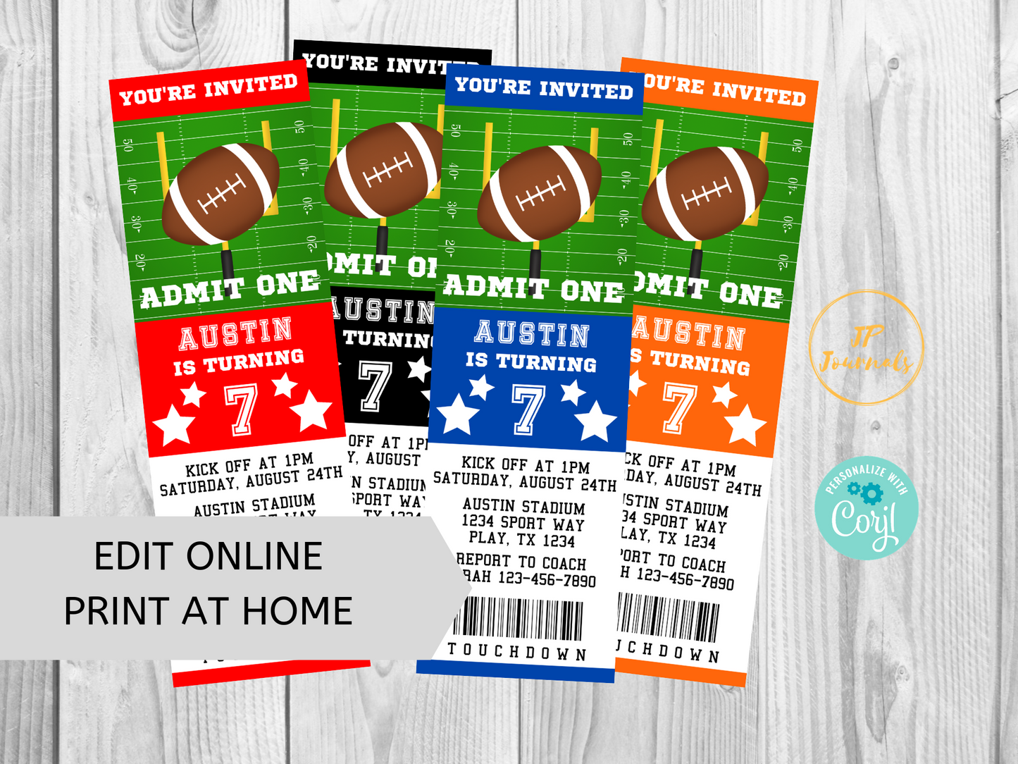 Printable Football Party Invitation Ticket Template