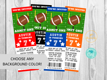 Printable Football Party Invitation Ticket Template