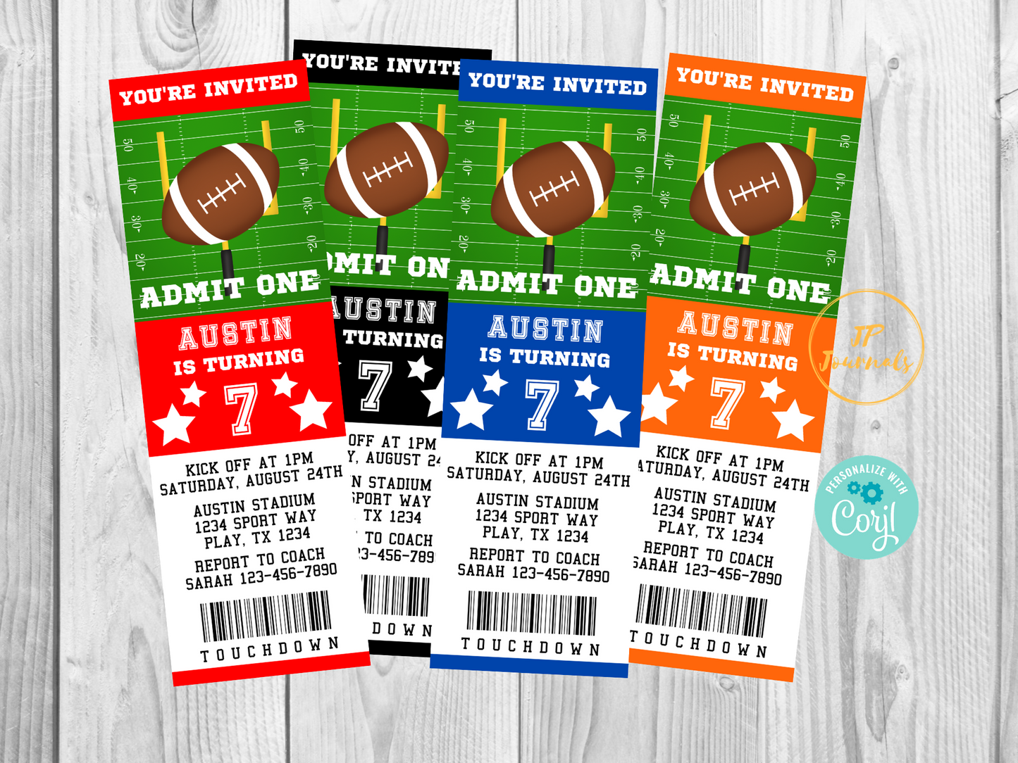 Printable Football Party Invitation Ticket Template