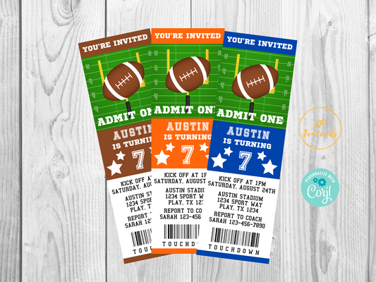 Printable Football Party Invitation Ticket Template