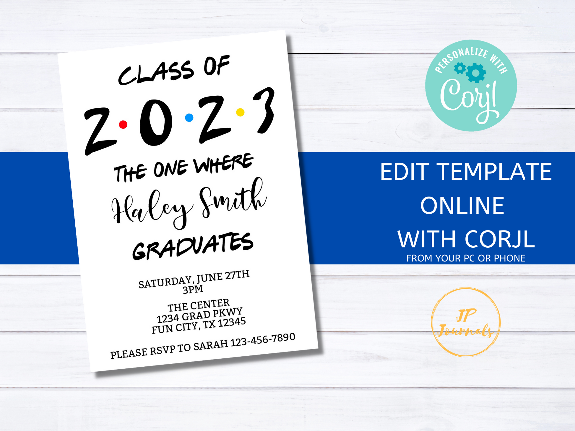 Class of 2023 Friends Themed Graduation Invitation Template,  Edit Online Printable Invite,  The One Where Graduates, Digital Invitation