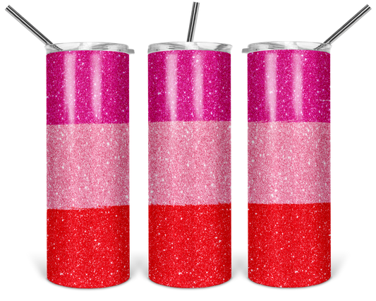 Red and Pink Stripes Valentine's Day 20oz Skinny Tumbler
