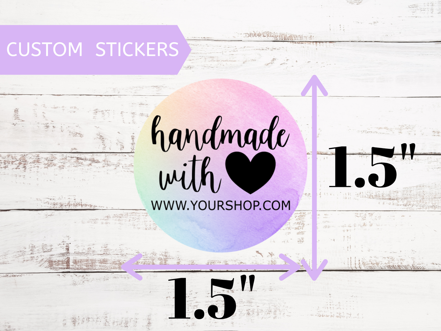 Handmade With Love Custom Stickers, Cute Watercolor Pastel Shop Stickers, Custom Website Stickers, Personalized Stickers for Shop Owners