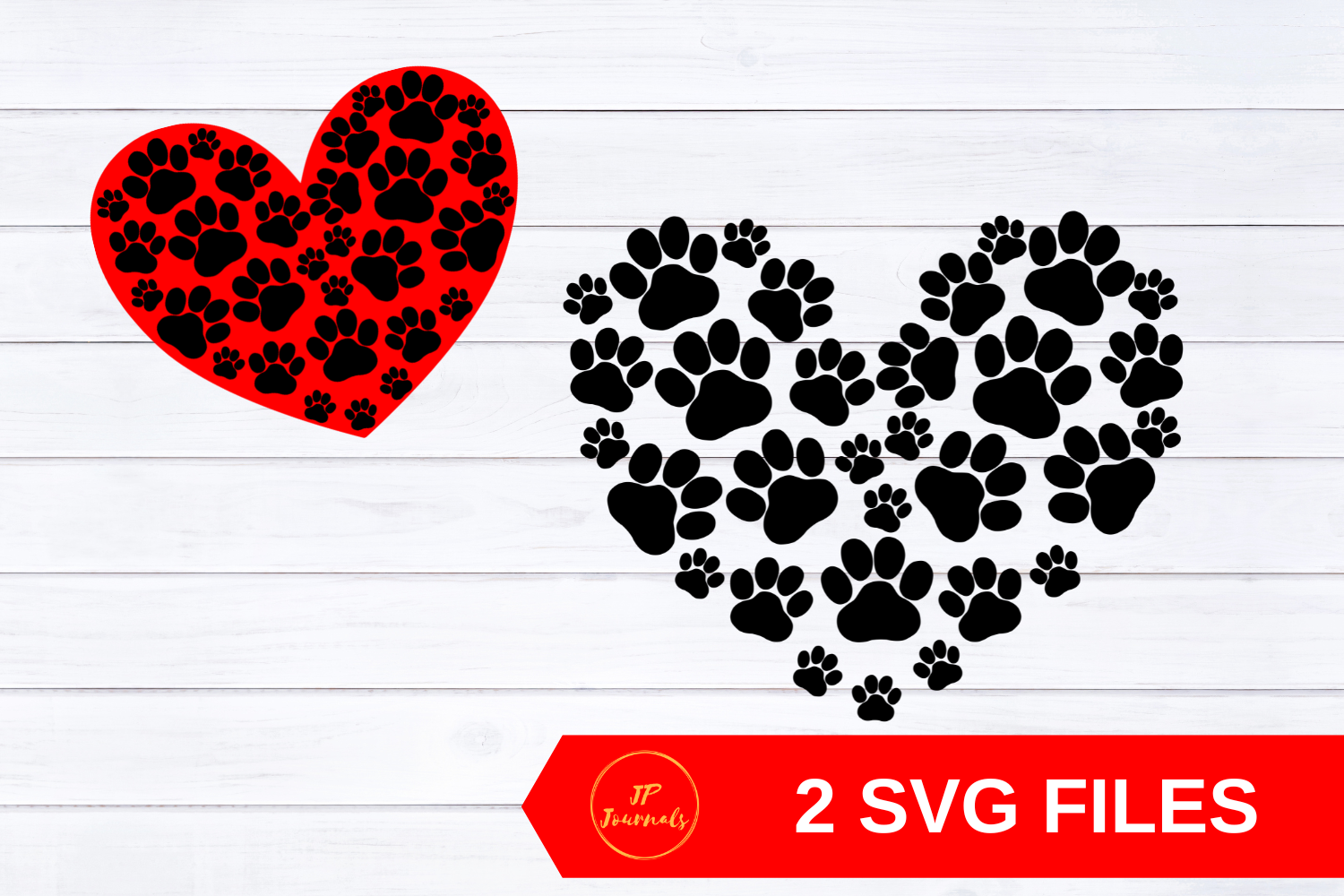 Dog Cat Paws Heart SVG PNG, Valentine's Day Dog Cat Paws