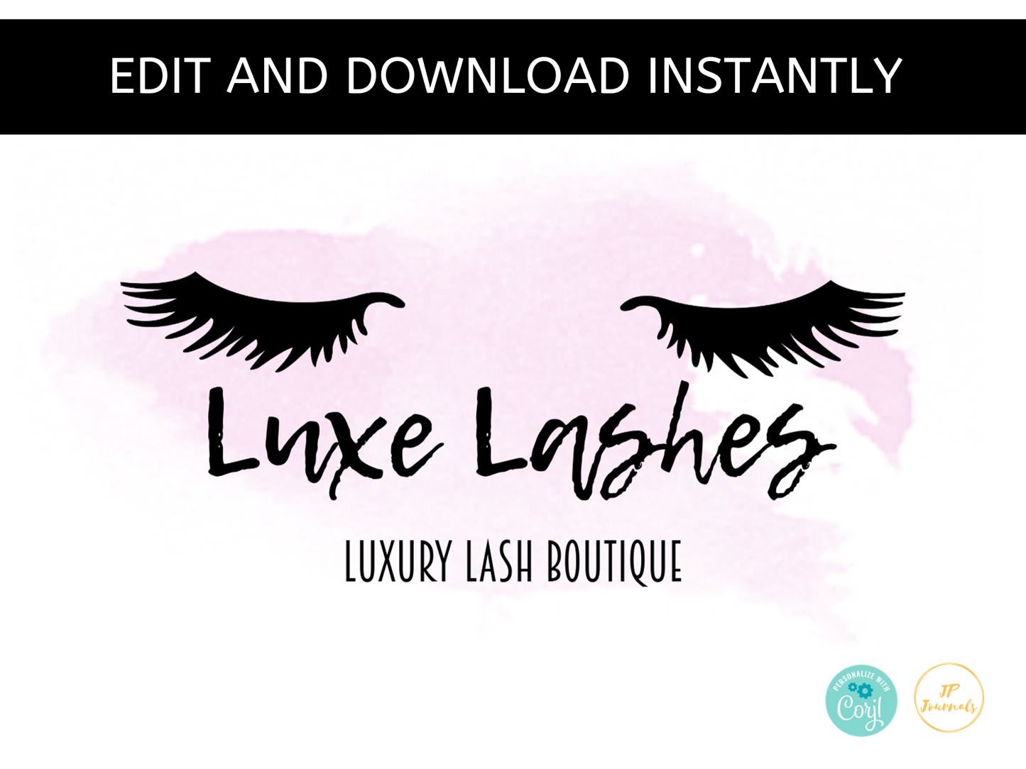 Lash Logo - Eyelash Studio Boutique Bar Pre-Made Logo Template - Pink Watercolor