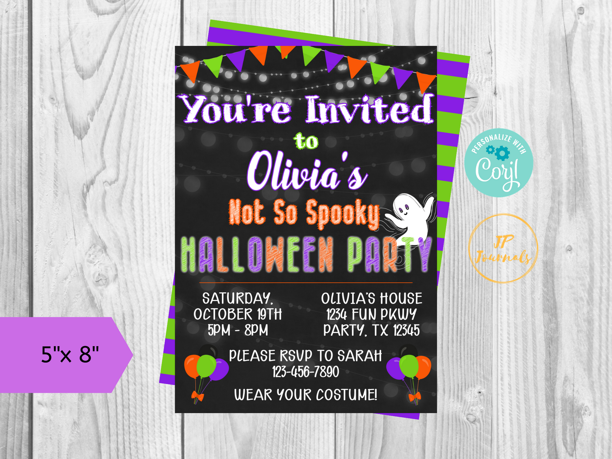Cute Not So Spooky Halloween Birthday Party Invitation Printable