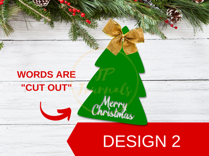 Christmas Pine Tree Tags Template, Christmas Gift Tag SVG, Pine Tree SVG