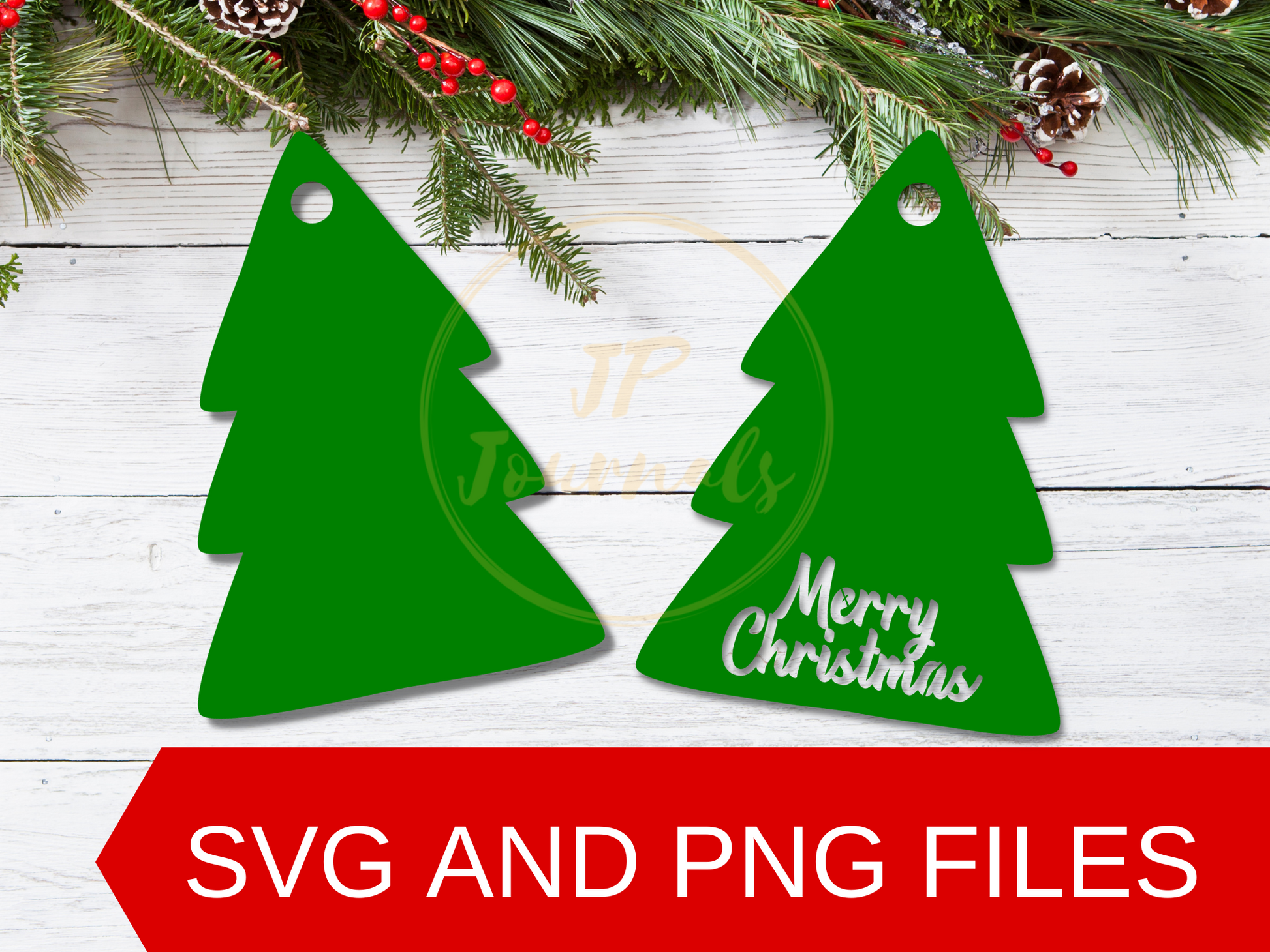 Christmas Pine Tree Tags Template, Christmas Gift Tag SVG, Pine Tree SVG