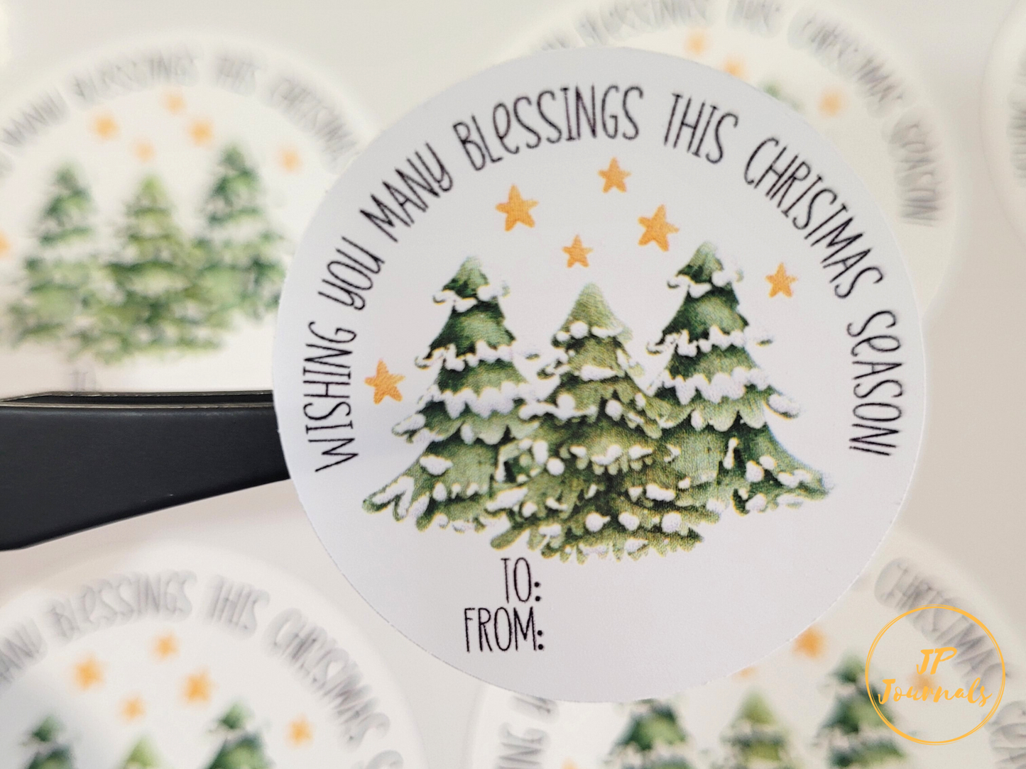 Cute Christmas To From Stickers, Pine Tree Christmas Gift Labels, Blessings for Christmas Stickers