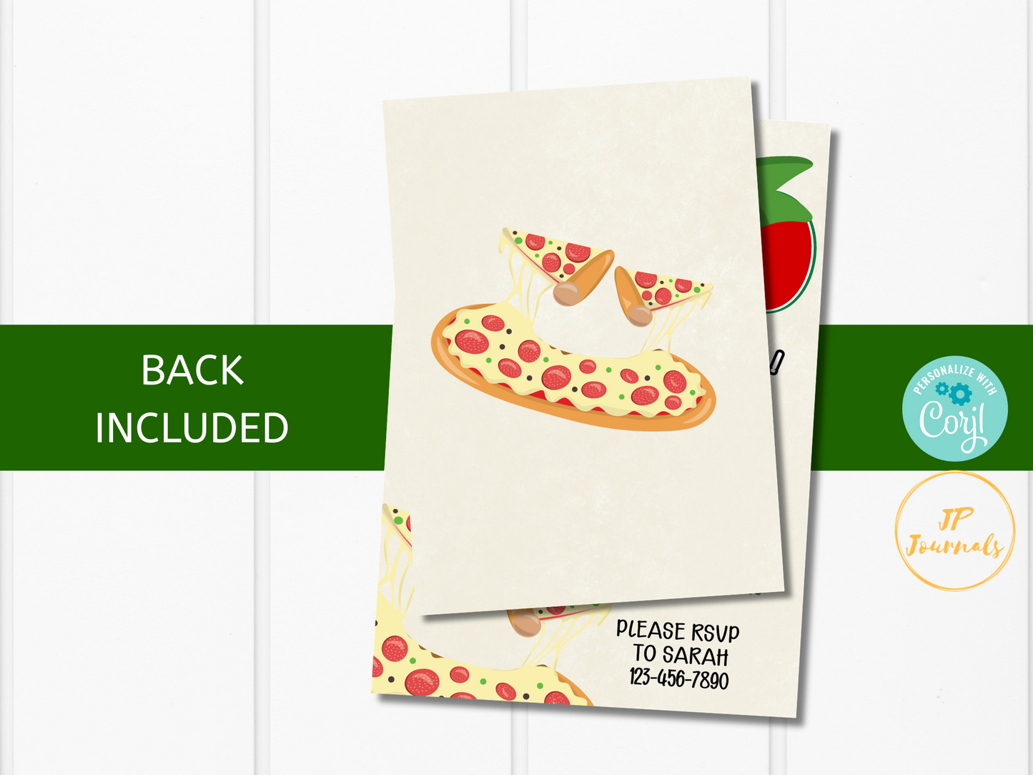 Editable Printable Pizza Party Invitation Template - Pizza Birthday Party Invite - Edit and Print - Pizza Parlor Green Red