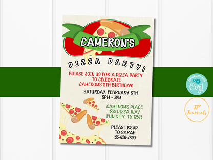 Editable Printable Pizza Party Invitation Template - Pizza Birthday Party Invite