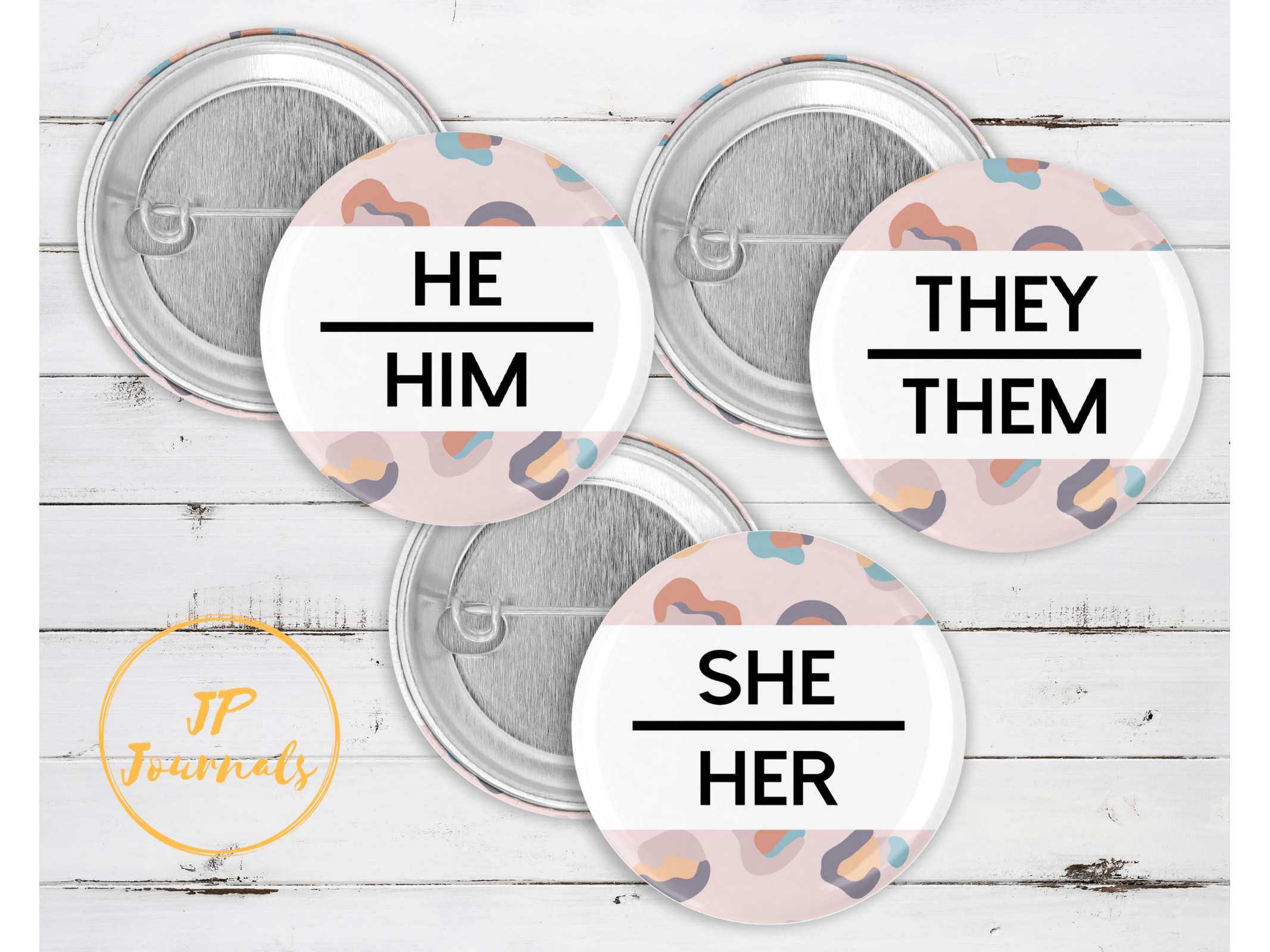 Pronouns Pin Button, They Them, She Her, He Him Pronoun Identification ...