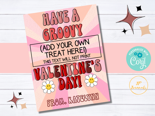 Retro Groovy Valentine's Day Cards for Class, Printable Valentines Day Class Cards for Kids School Party, Retro Valentine Printable