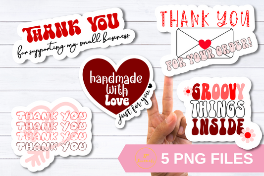 Retro Valentines Day Thank You Printable Sticker Bundle