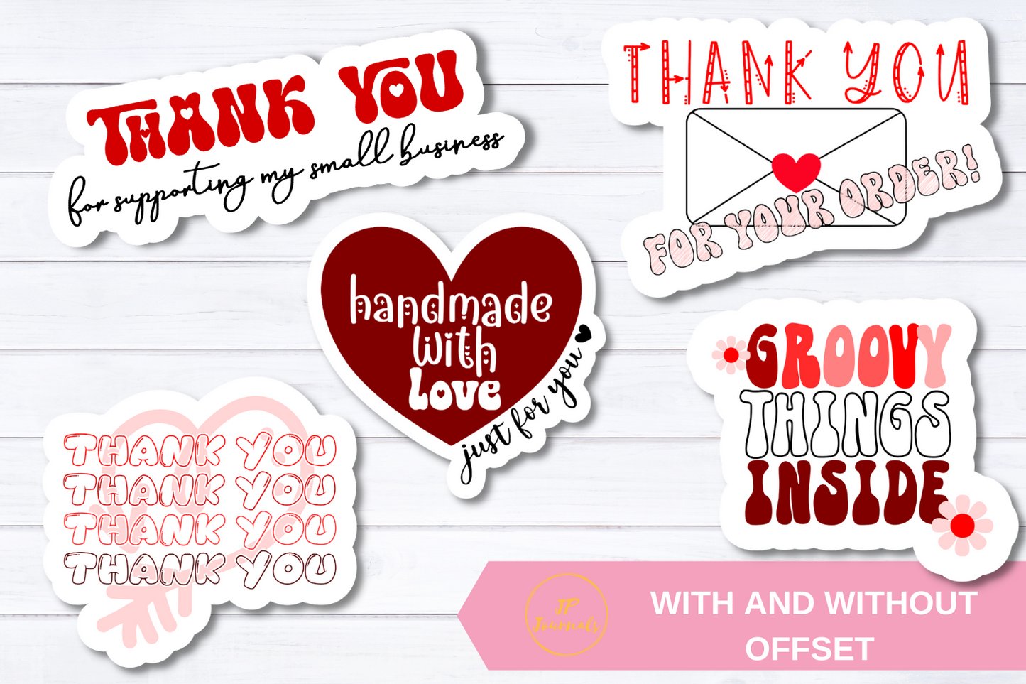 Retro Valentines Day Thank You Printable Sticker Bundle