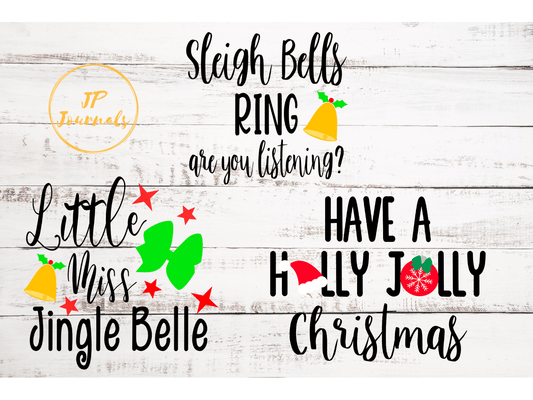 Christmas SVG Bundle 1, Sleigh Bells Ring, Little Miss Jingle Belle, Holly Jolly Christmas