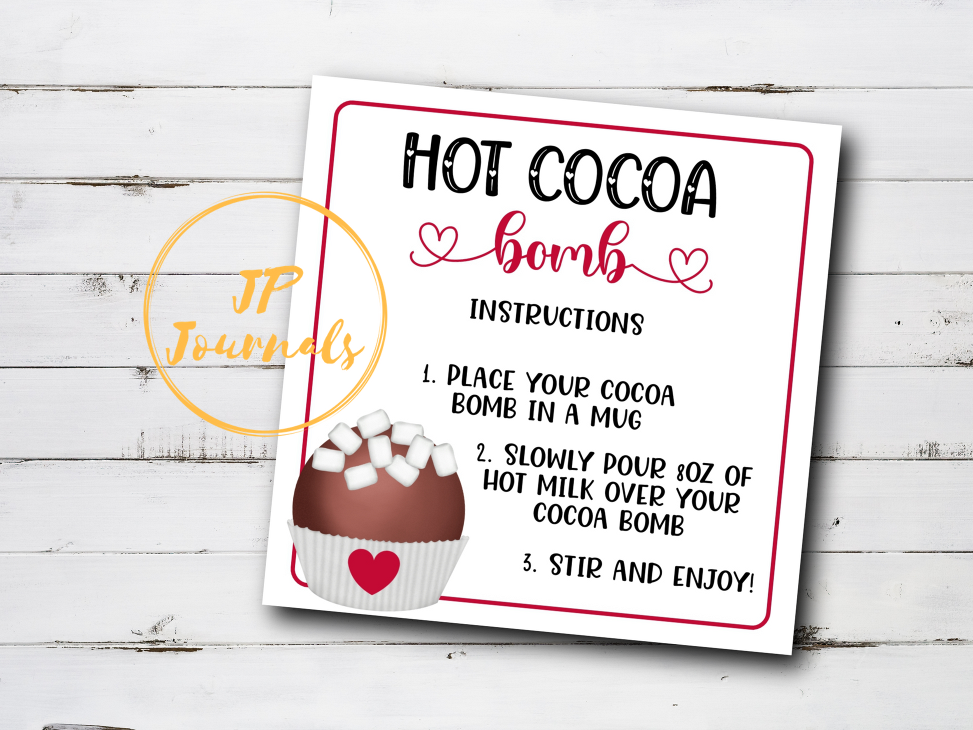 Hot Cocoa Bombs Instructions Printable PDF JPG Instant Download, Hot Chocolate Bomb Instructions
