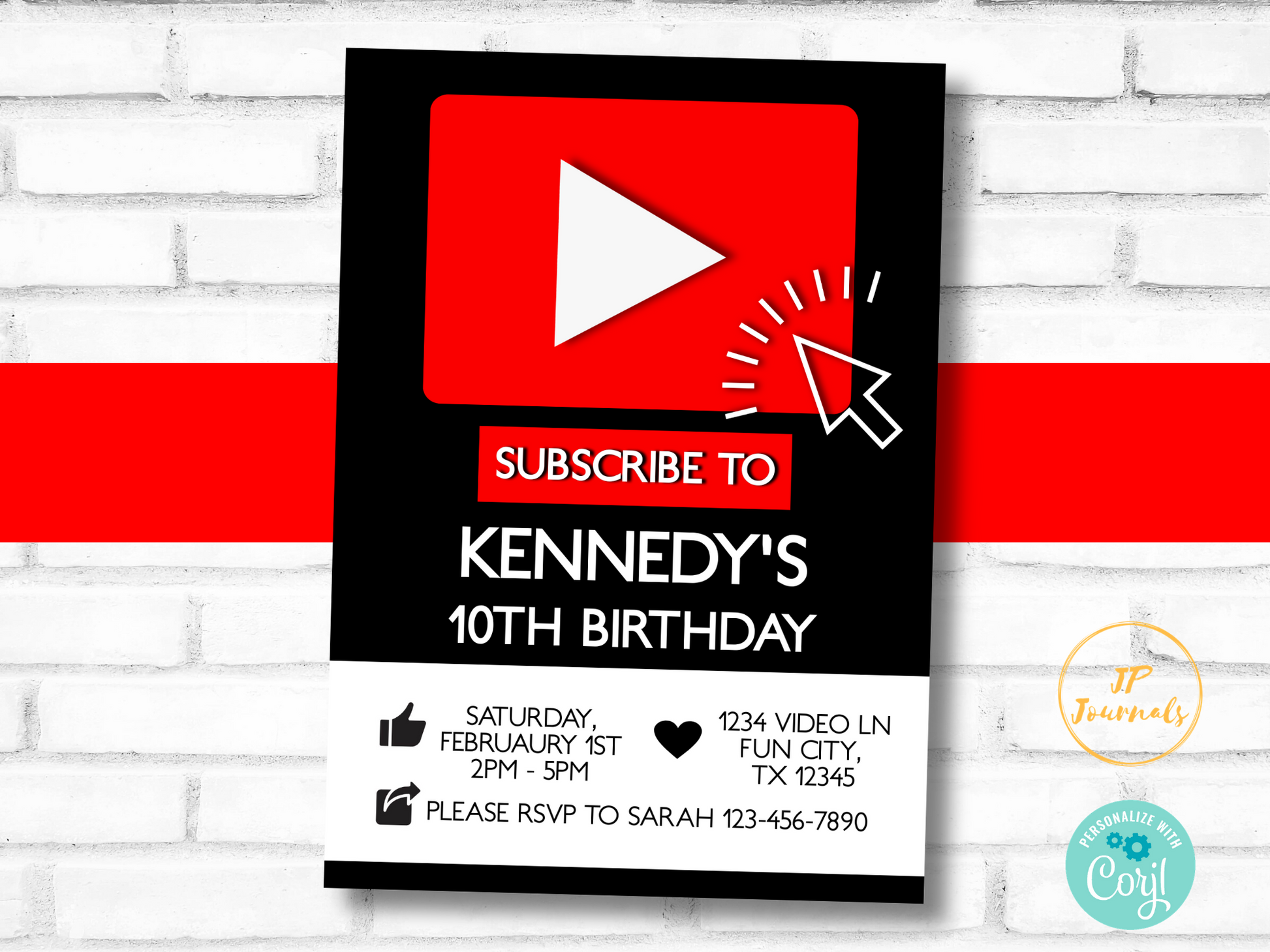 Online Video Theme Birthday Party Invitation Template