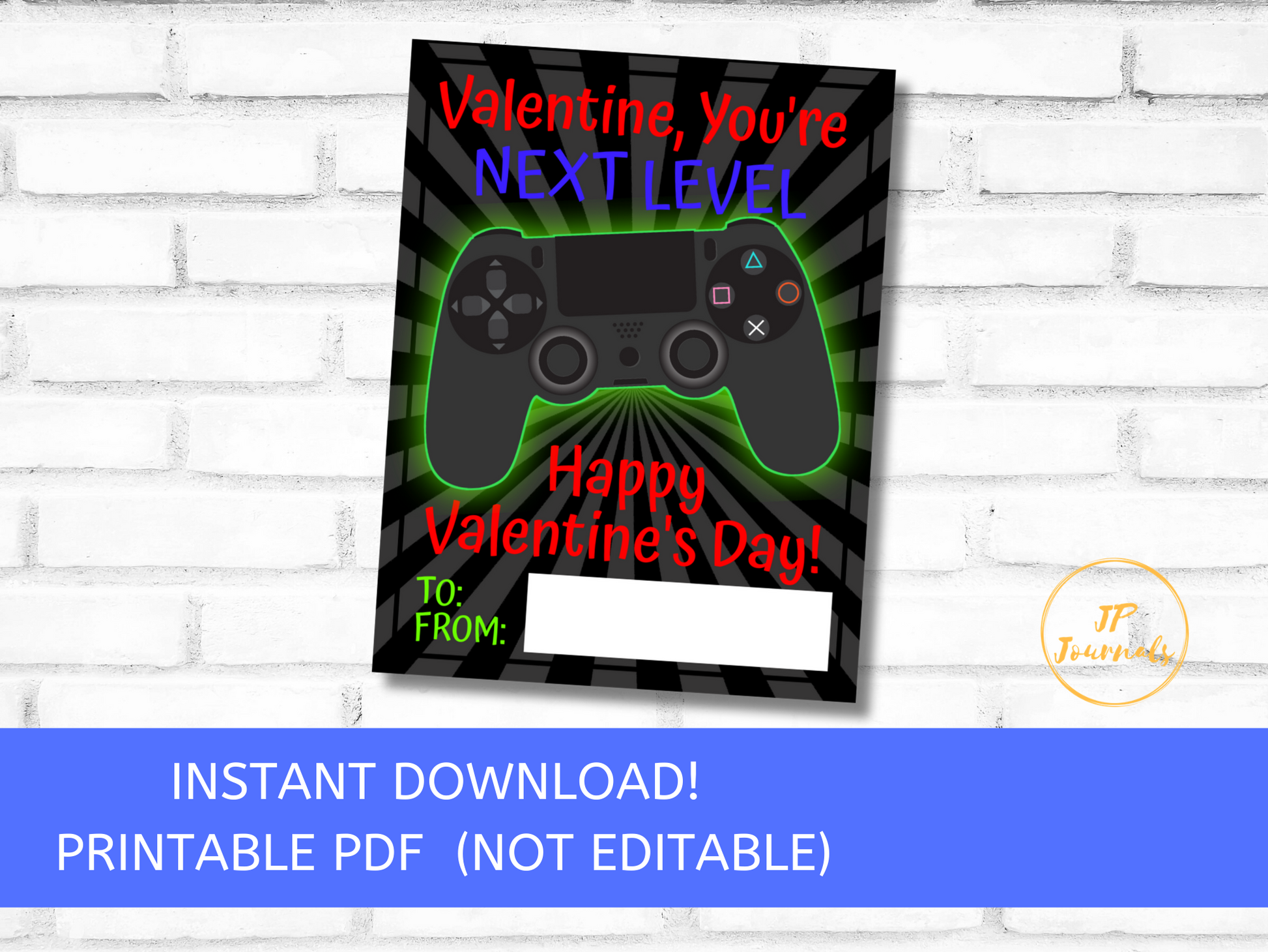 Video Game Themed Valentine's Day Card - Printable Valentine's Day Card 
